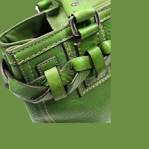 COACH Hampton Pebble Green Leather Satchel - Picture 9 of 15